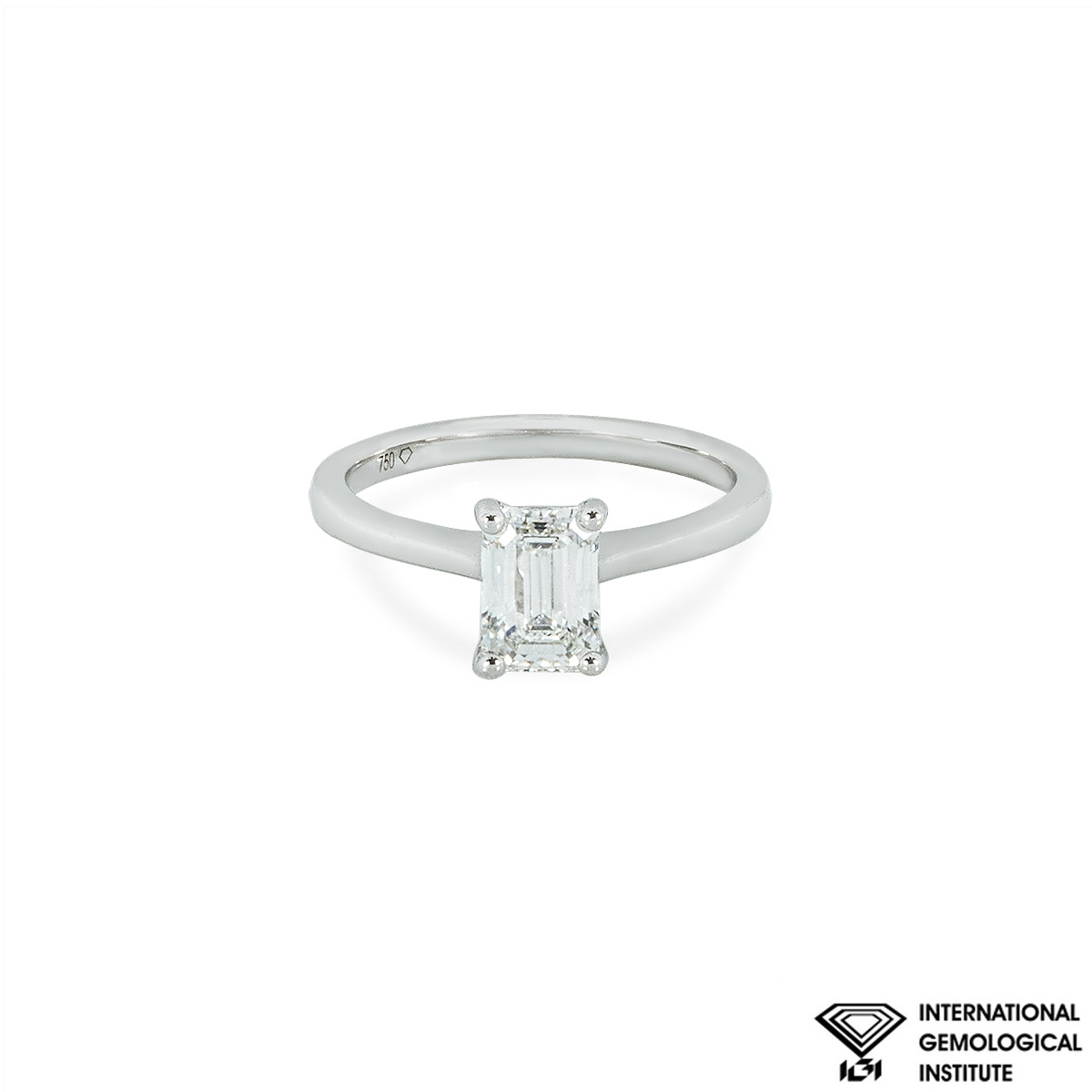 White Gold Emerald Cut Lab Grown Diamond Ring 1.21ct F/VS2